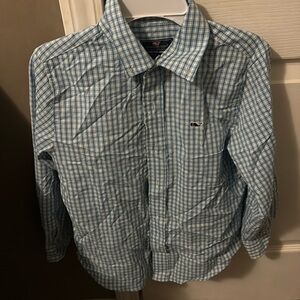 Vineyard Vines Long Sleeve Button Down Plaid Whale Shirt‎ Boys sz 7
